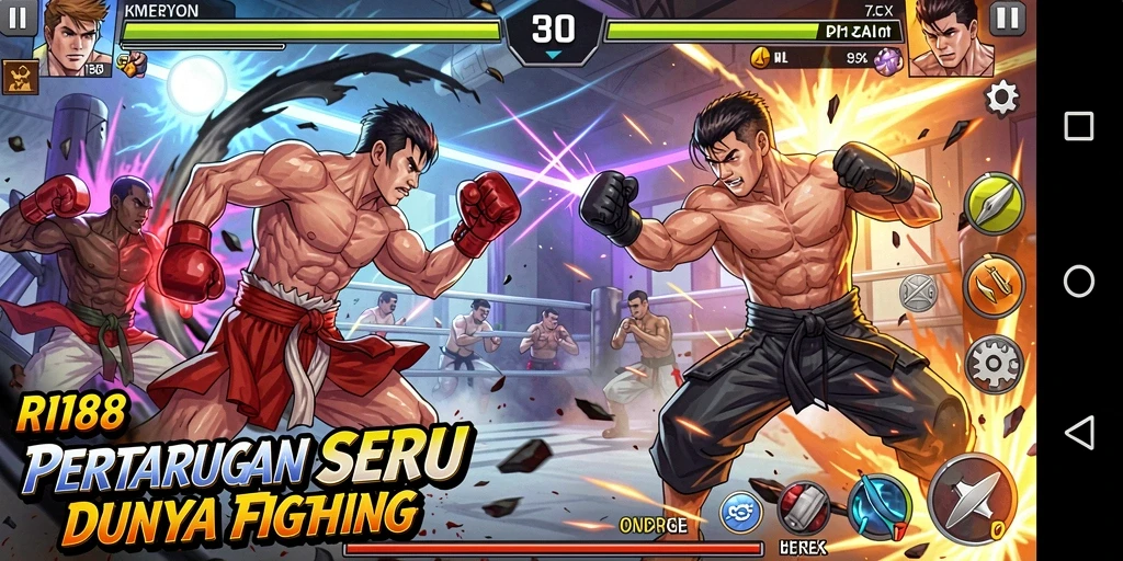 Screenshot menunjukkan pertarungan intens di arena <strong>RI188</strong>.