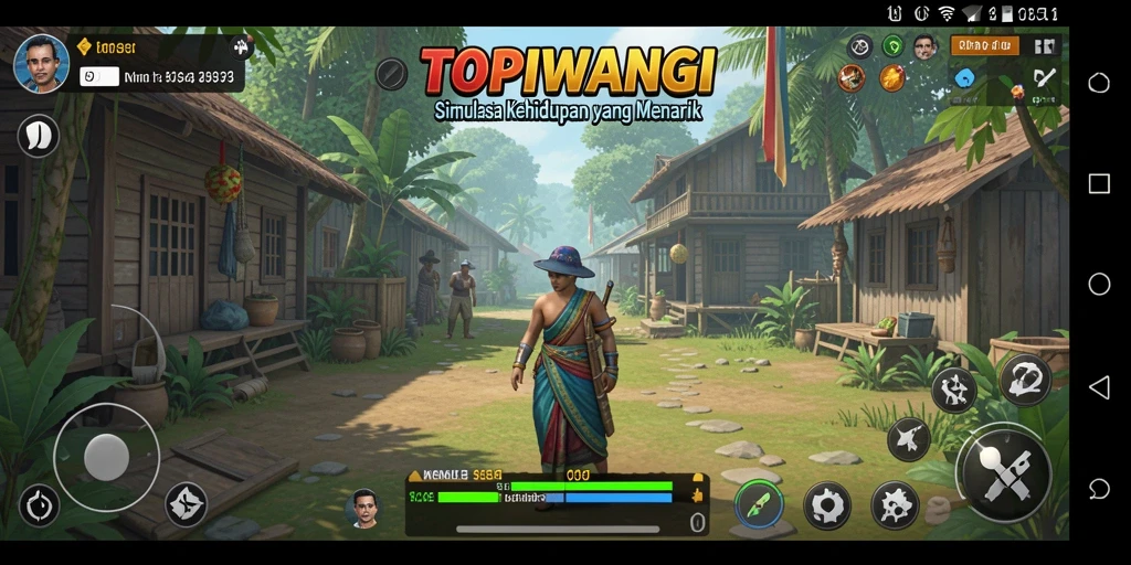 Menampilkan karakter dalam gameplay TOPIWANGI di dunia simulasi.